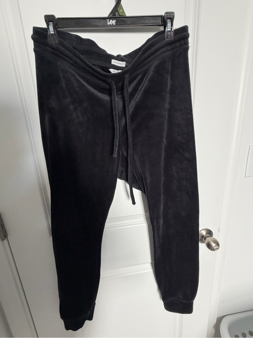 American Eagle Outfitters Black Velour Track Joggers